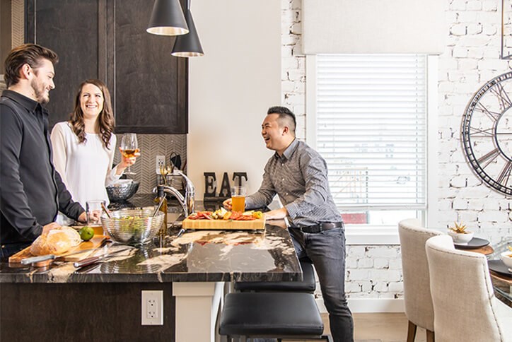 Seton community residents gathering in home in Calgary, Alberta