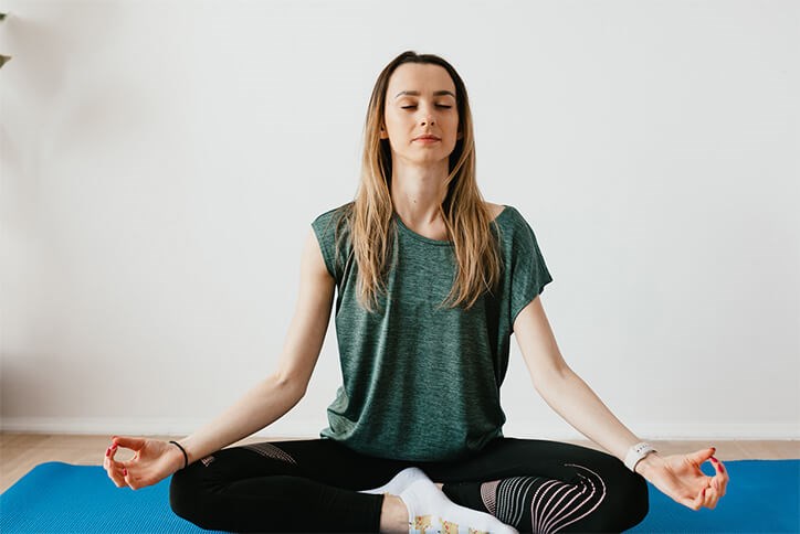 Seton community resident doing yoga in Calgary, Alberta