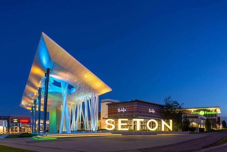 Seton community signage monument in Calgary, Alberta